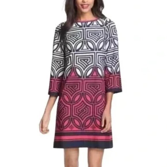 Eliza J Dresses & Skirts - Eliza J Geometric Pattern Jersey Midi Shift Dress Size 4